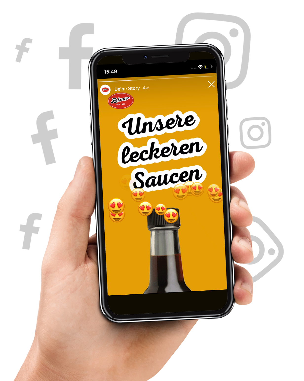 Smartphone mit einer Instagram Story von Zeisner