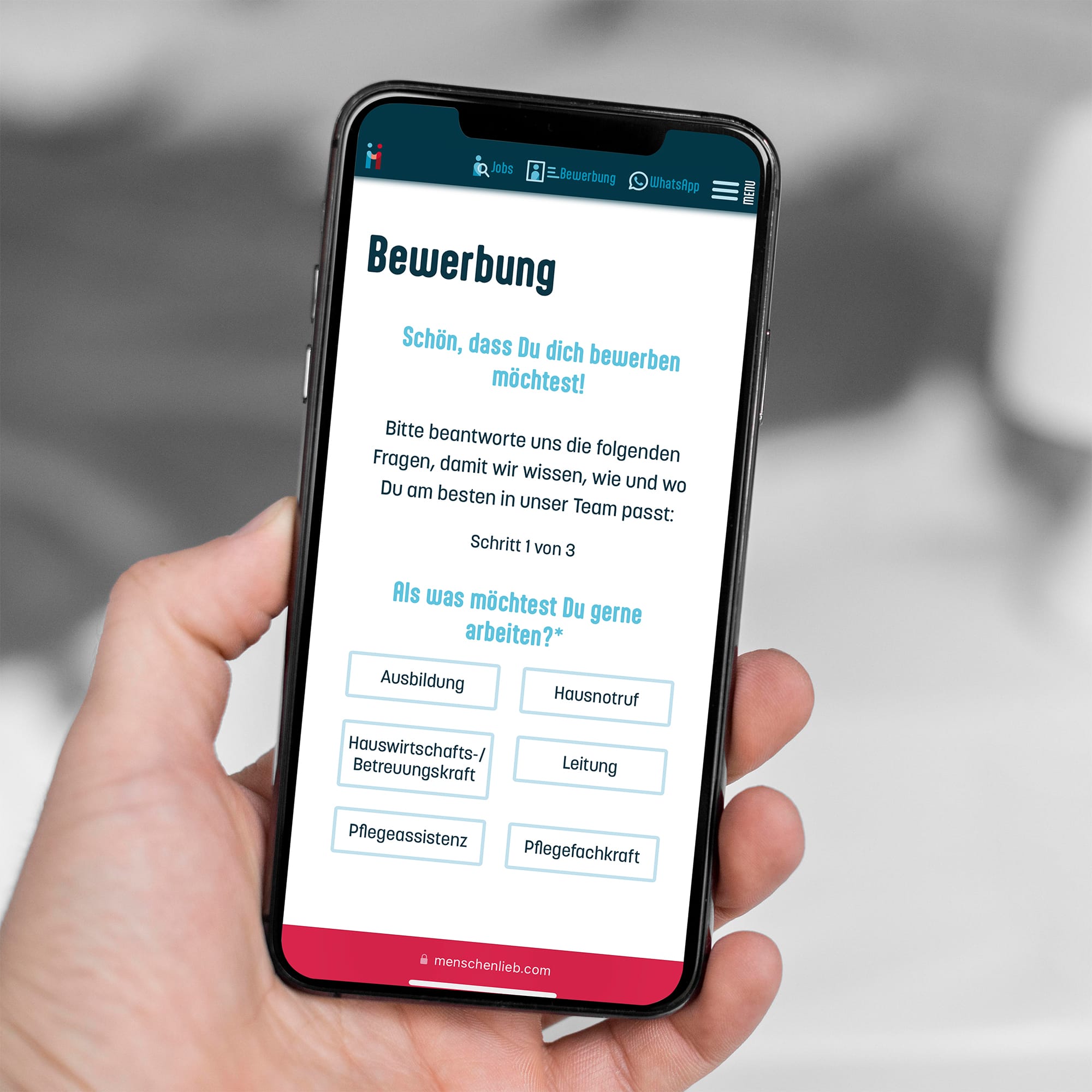 Bewerbungsformular-Ansichten Recruiting Bewerbungsformular Ansichten mobil und Desktop